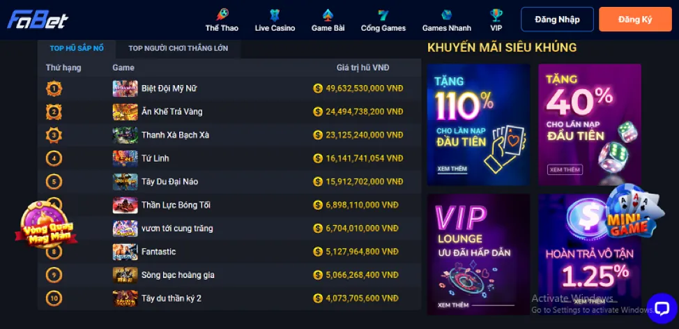 Giao diện nạp tiền trên bet39 app với các lựa chọn phương thức thanh toán
